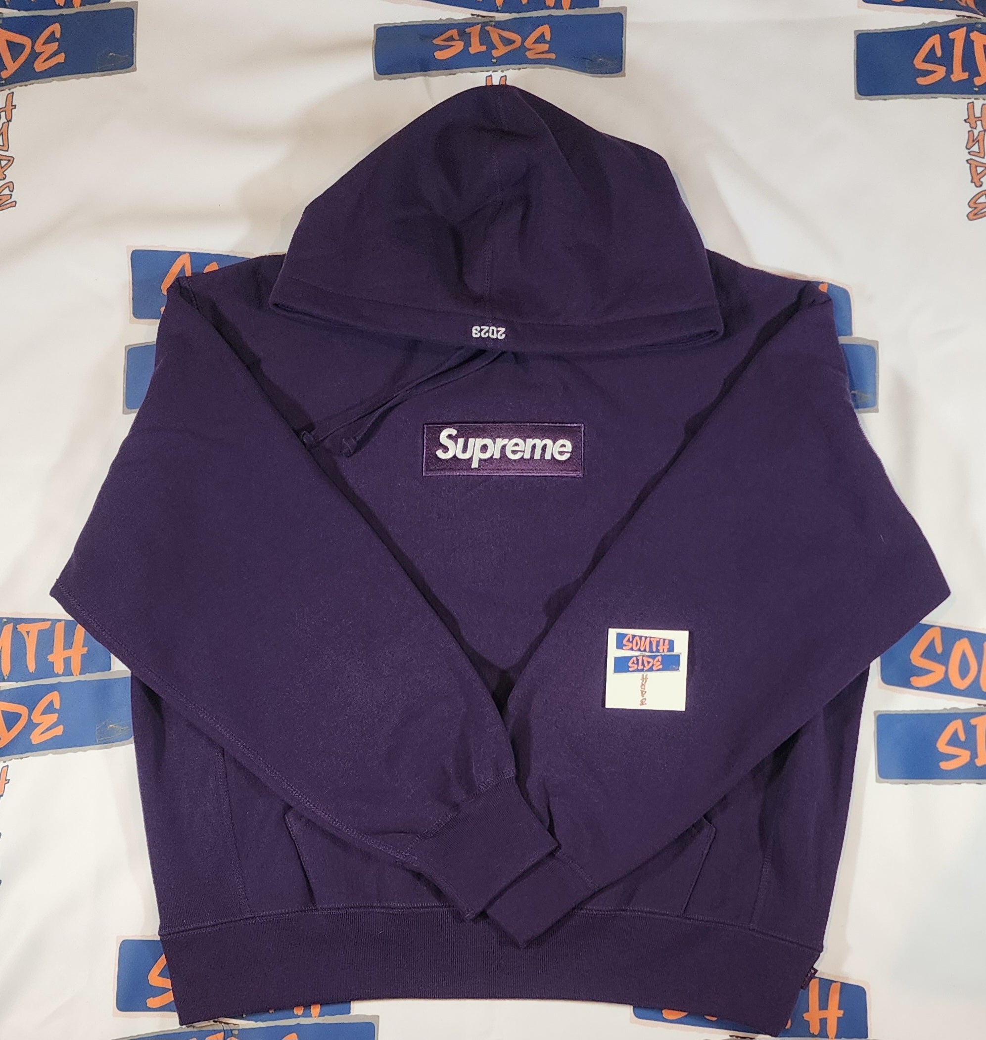 Supreme purple box logo hoodie hotsell